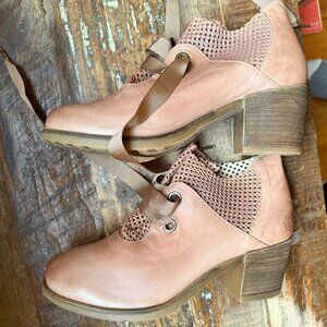 Sundance Casta Suede Rosa Boots Lace Up Block Heel Bootie - Sundance